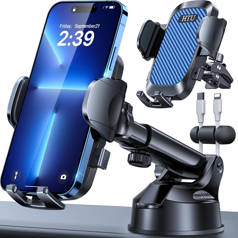 HTU 2026 Ultimate Best【True Military-Grade & Safety Cert】Car Phone Holder 【Upgraded 5-in-1 & 100+LBS Strongest Suction】360 Rotation Truck Windshield Dashboard Vent Mount Stand for iPhone Android, Blue - Image 1